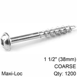 KREG ZINC POCKET HOLE SCREWS 38MM 1.50' #8 COARSE THREAD MX LOC 1200CT