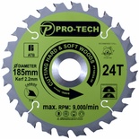 SAW BLADE TCT 185 X 2.2 X 30 X 24T WOOD PROF.