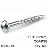 KREG ZINC POCKET HOLE SCREWS 32MM 1.25' #8 COARSE THREAD MX LOC 500CT