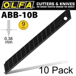 OLFA BLADES EXCEL BLACK 10/PK CARDED ULTRA SHARP 9MM