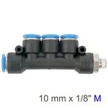 PU HOSE FITTING MANIFOLD 4 X 10MM PORT X 1/8'M