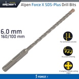 FORCE X 6.0 x 160/100 SDS-PLUS DRILL BIT X4 CUTTING EDGES - BULK