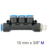 PU HOSE FITTING MANIFOLD 4 X 10MM PORT X 3/8'M