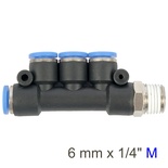 PU HOSE FITTING MANIFOLD 4 X 6MM PORT X 1/4'M