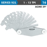 PITCH GAUGE 1-12TPI 2ACME29 DEG. THREAD 16 LEAVES 0.07MM ACC.