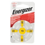 ENERGIZER HEARING AID BATTERY AZ10 YELLOW 4 PACK (MOQ 6)