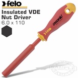 FELO 419 6.0X110 NUT DRIVER ERGONIC INSULATED VDE