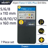 FORCE X SDS-PLUS SET KM7 7 PCS. 5.0/ 6.0/ 8.0 MM X 110 AND 6.0/ 8.0/ 1